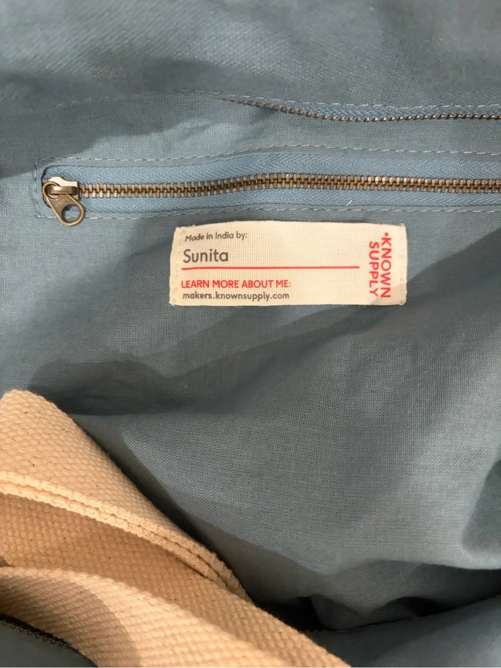 KNOWN SUPPLY Blue Organic Cotton Canvas Weekender Duffel Bag Travel Bag